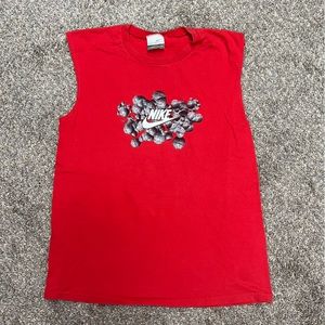 vintage Nike shirt boys youth XL red sleeveless spell out logo swoosh tank‎ top